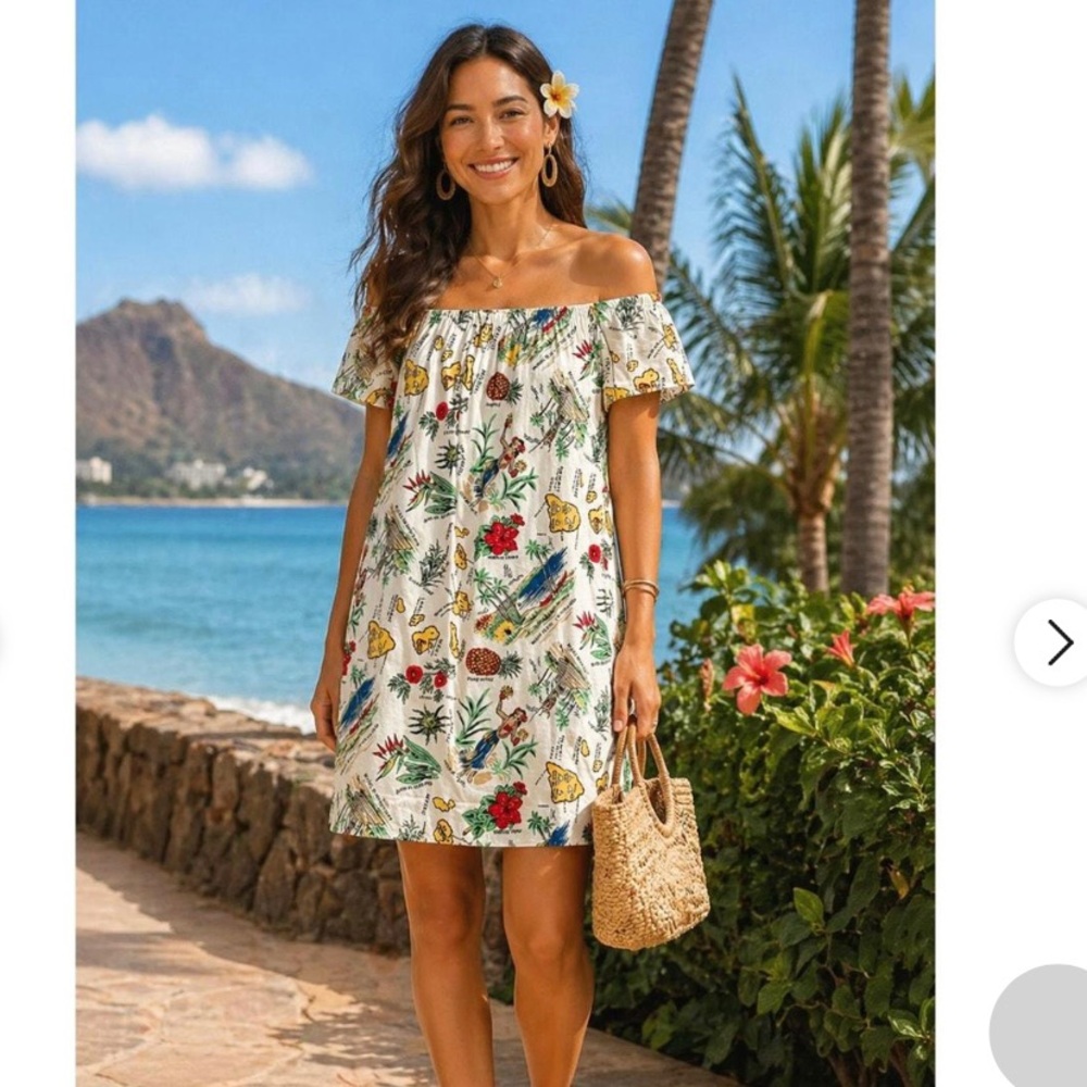 J. Crew Off-Shoulder Hawaiian print dress, 4